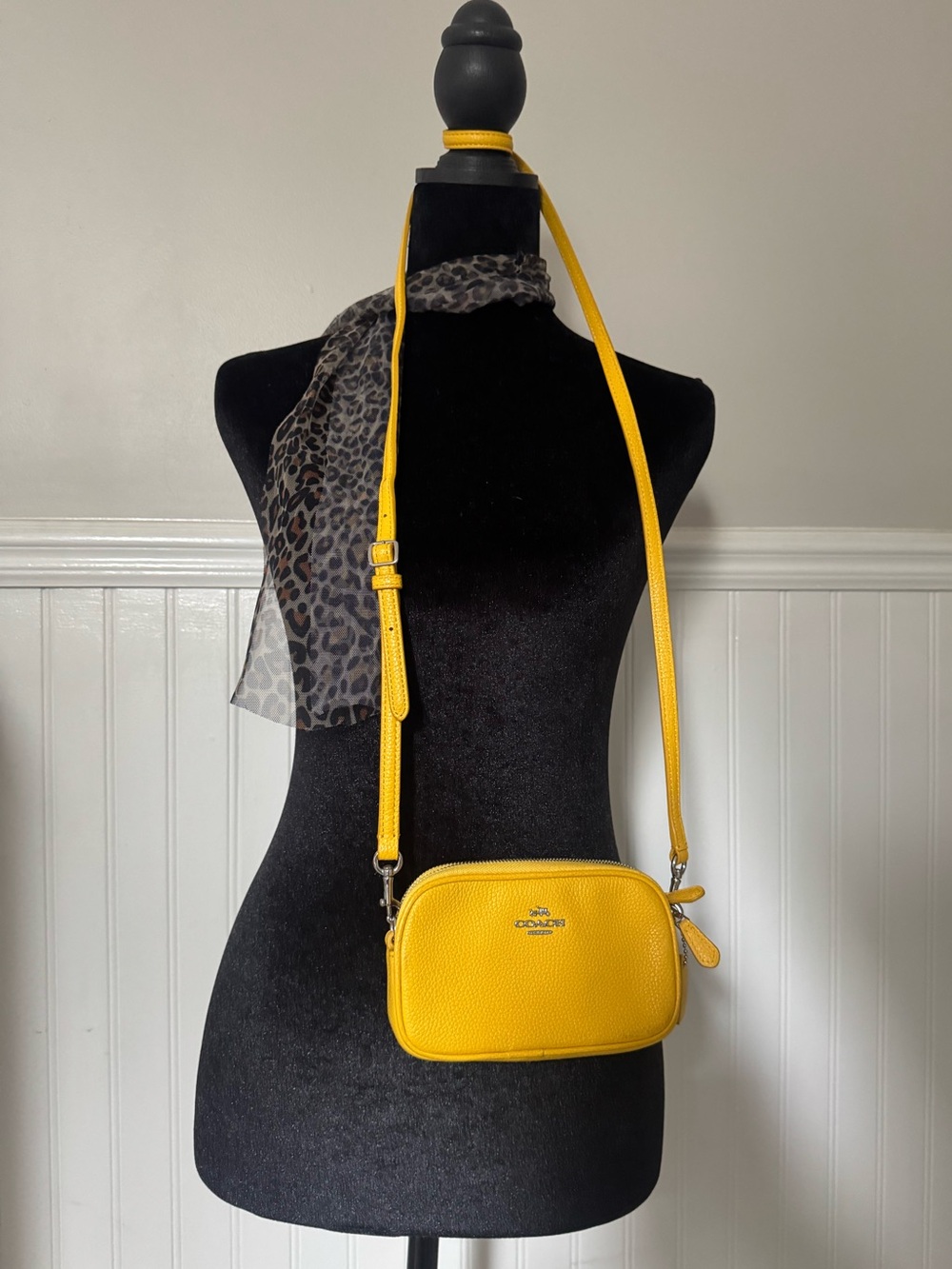 Coach Small Yellow Pebbled Leather Crossbody Bag